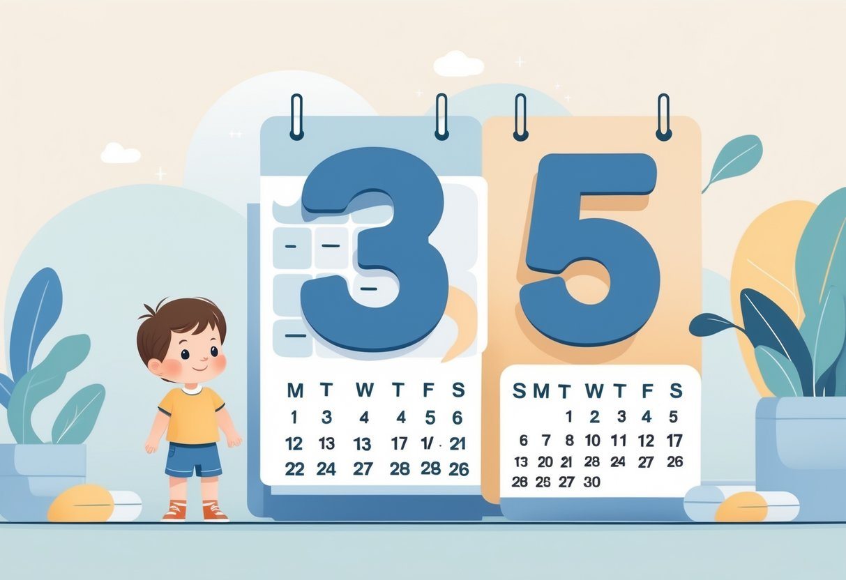 Criança pequena ao lado de um calendário mostrando o ano 2026 e o número três entre eles, indicando a idade da criança.